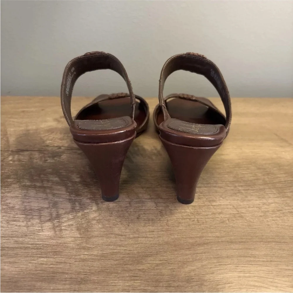 Cole Haan Air Huarache Slide Wedge Sandal Womens Size 6B Slip On Leather Carob
